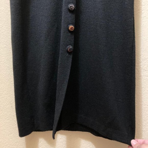Vintage Carole Little Black Knit Button Front Sweater Maxi Dress Petite Medium - Picture 3 of 5